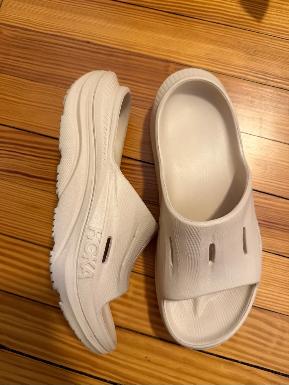 Hoka One One Women's White Foam Slide Sandals